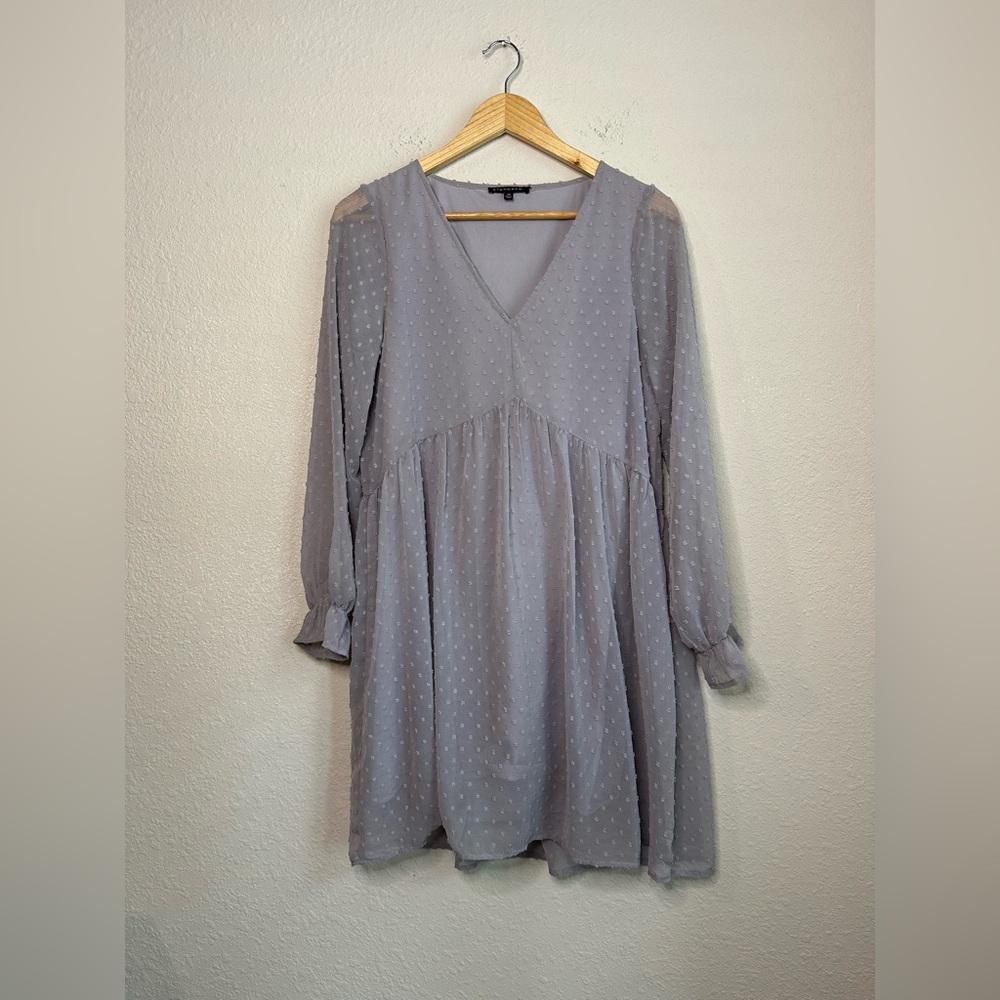 Staccato Light Grey Swiss Dot Dress Size XS
